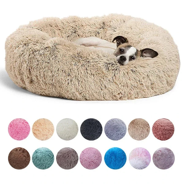 Cozy Plush Round Pet Bed for Large Dogs and Cats